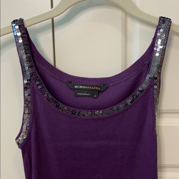 BCBG sequin trimmed purple tank top small - Picture 2 of 9